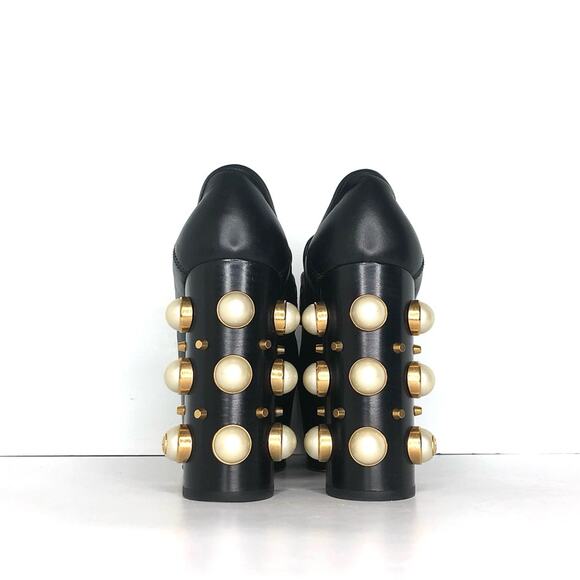 Gucci Vegas Malaga Kid Pearl Studded Platform Horsebit Detail Moc Shoes 37.5 - Picture 4 of 8